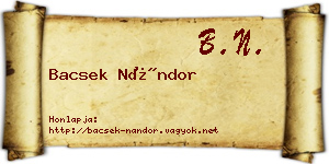 Bacsek Nándor névjegykártya