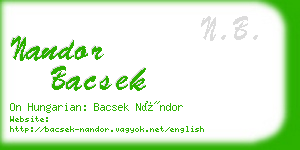 nandor bacsek business card